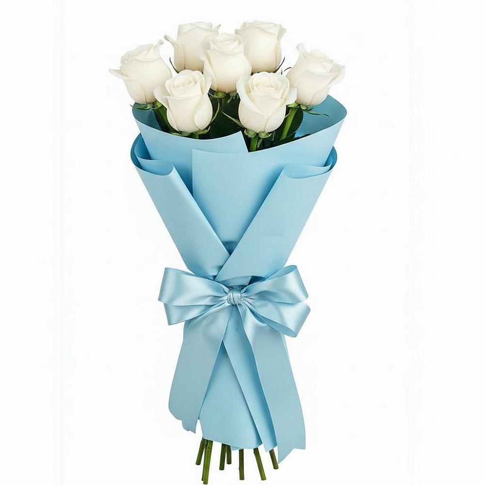 Букет 7 белых роз Проуд в Кедровом Красноярского края