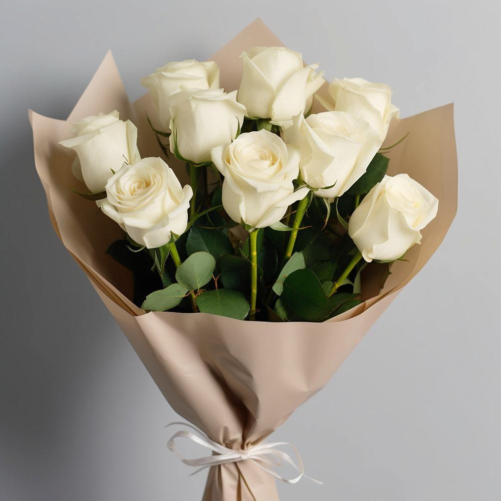 Букет 9 Белых роз Эдлесс Лав в Кедровом Красноярского края