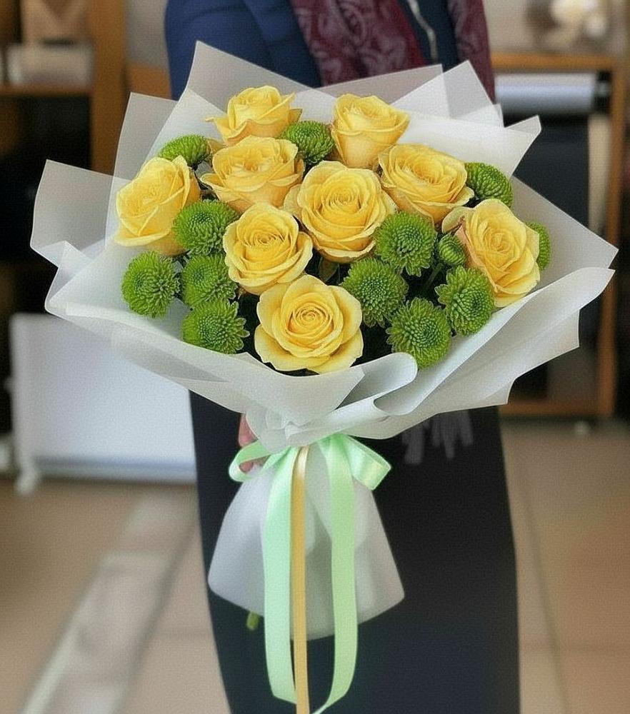 Букет цветов из: Хризантемы и Розы в Кедровом Красноярского края