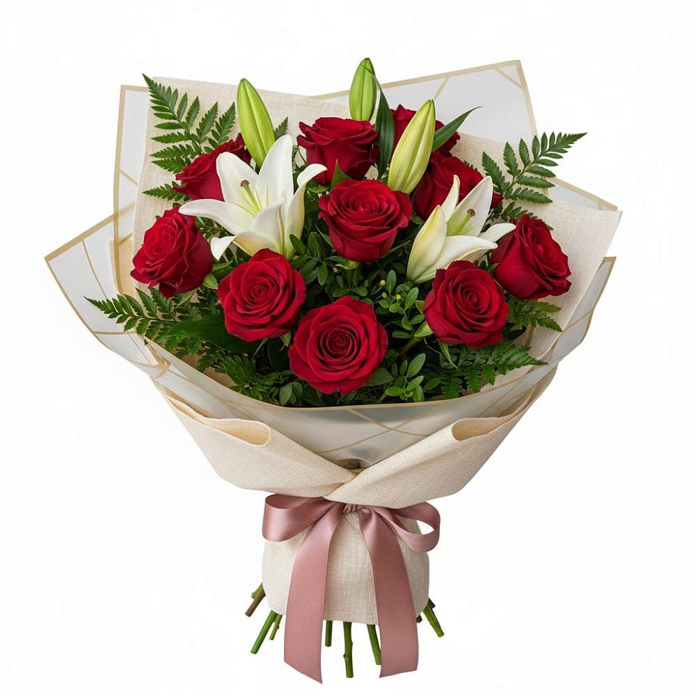 Букет цветов из: Лилии и Розы в Кедровом Красноярского края