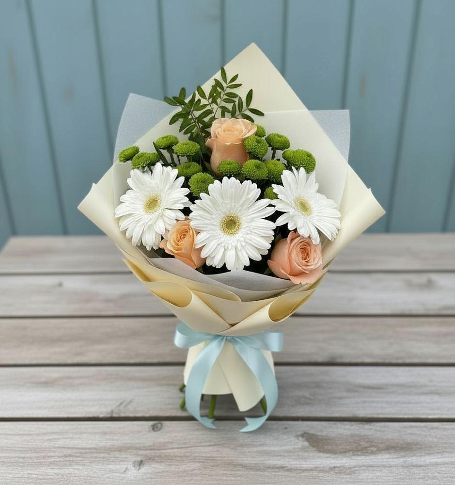 Букет цветов из: Герберы, Розы и Хризантемы в Кедровом Красноярского края