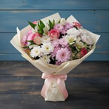 Букет цветов из:  Хризантемы, Альстромерии и Розы в Кедровом Красноярского края