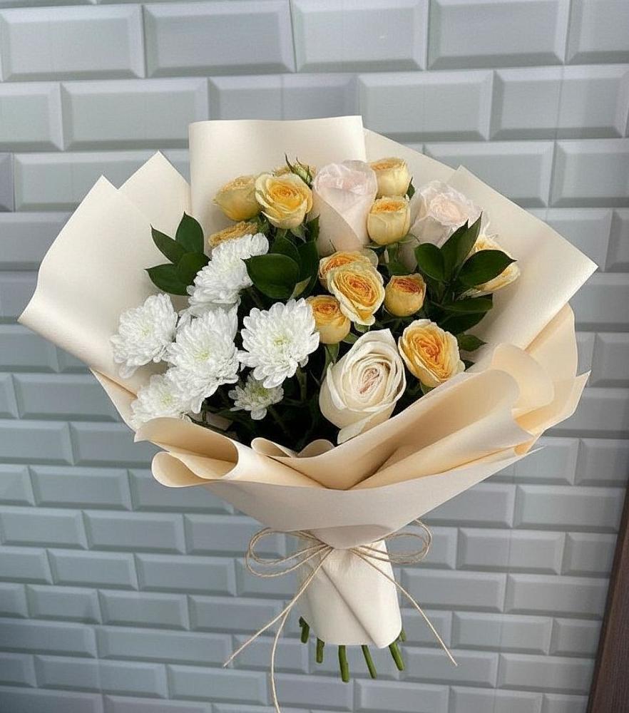 Букет цветов из: Розы и Хризантемы в Кедровом Красноярского края