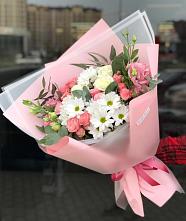 Букет цветов из:  Розы, Лизиантусы и Хризантемы в Кедровом Красноярского края