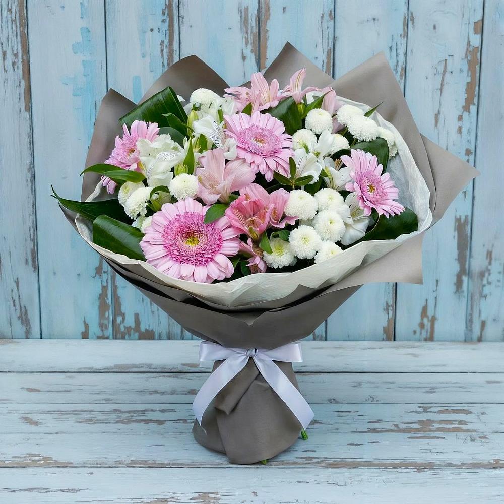 Букет цветов из: Герберы, Альстромерии и Хризантемы в Кедровом Красноярского края