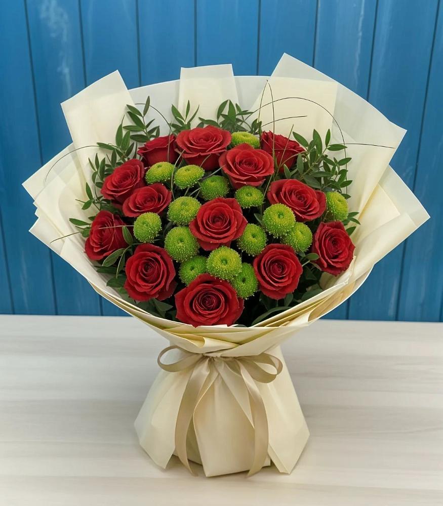 Букет цветов из: Розы и Хризантемы в Кедровом Красноярского края